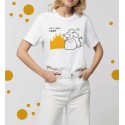 T-shirt "Va a ciapà i ratt" régulier 100% coton pour femme