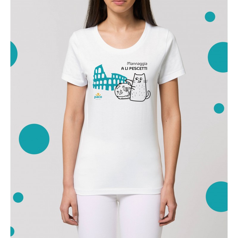 Paco - T-shirt 100% Cotone Slim Fit 'mannaggia A Li Pescetti' Donna img