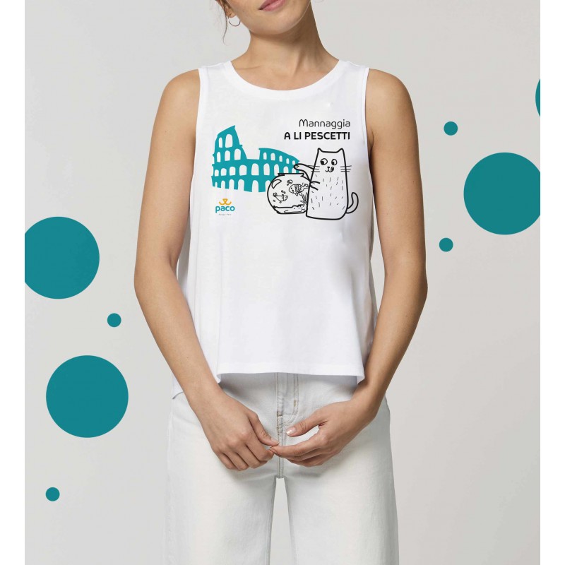 Paco - Canotta 100% Cotone 'mannaggia A Li Pescetti' Da Donna img