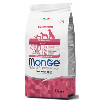 Monge All Breeds Adult Monoprotein Beef with Rice for Dogs