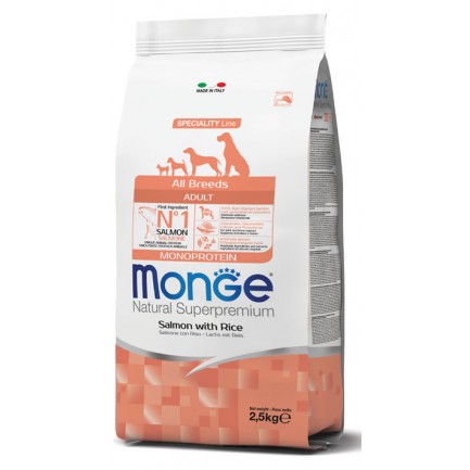 Monge All Breeds Adult Monoprotein Salmon with Rice For Dogs