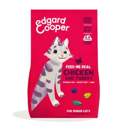 Edgard Cooper Crocchette Pollo Fresco e Tacchino per Gatti Senior e Sterilizzati