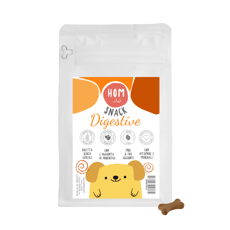 hom hom - hom grain free digestive snack per cani, nero