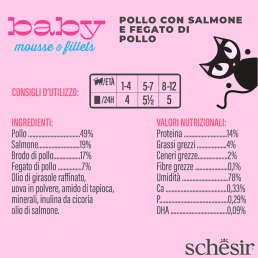 Schesir Gato Baby Salmão e Frango em mousse