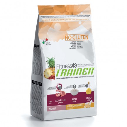 Fitness3 Trainer Adult Medium/Maxi Agnello-Riso-Olio per Cani Fitness3 Trainer Adult Medium/Maxi Agnello-Riso-Olio per Cani