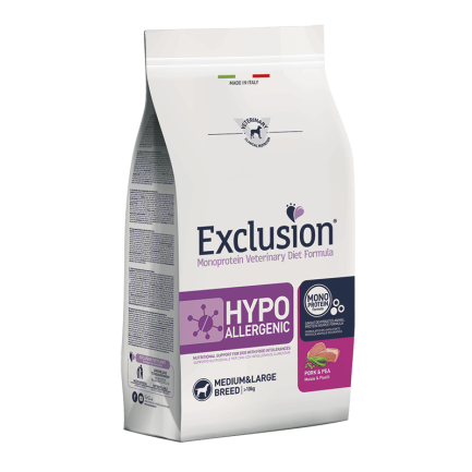 Exclusion Diet Hypoallergenic Maiale e Piselli per Cani