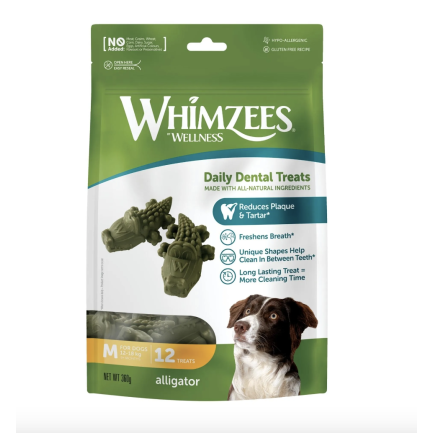 Whimzees Alligator Snack dental vegetal para perros