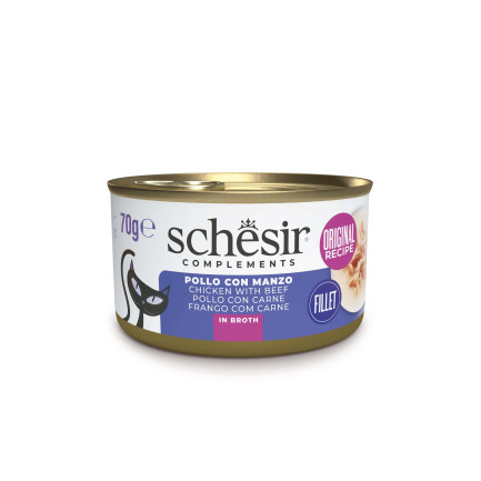Schesir Complementary Liquid Food in 70g Cans for Cats