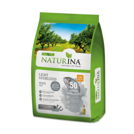 Naturina Elite Adult Light Sterilized Monoproteico Pesce Low Grain per Cani
