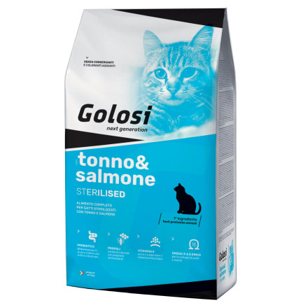 Golosi Tuna and Salmon Sterilized Dry Food for Sterilized Adult Cats