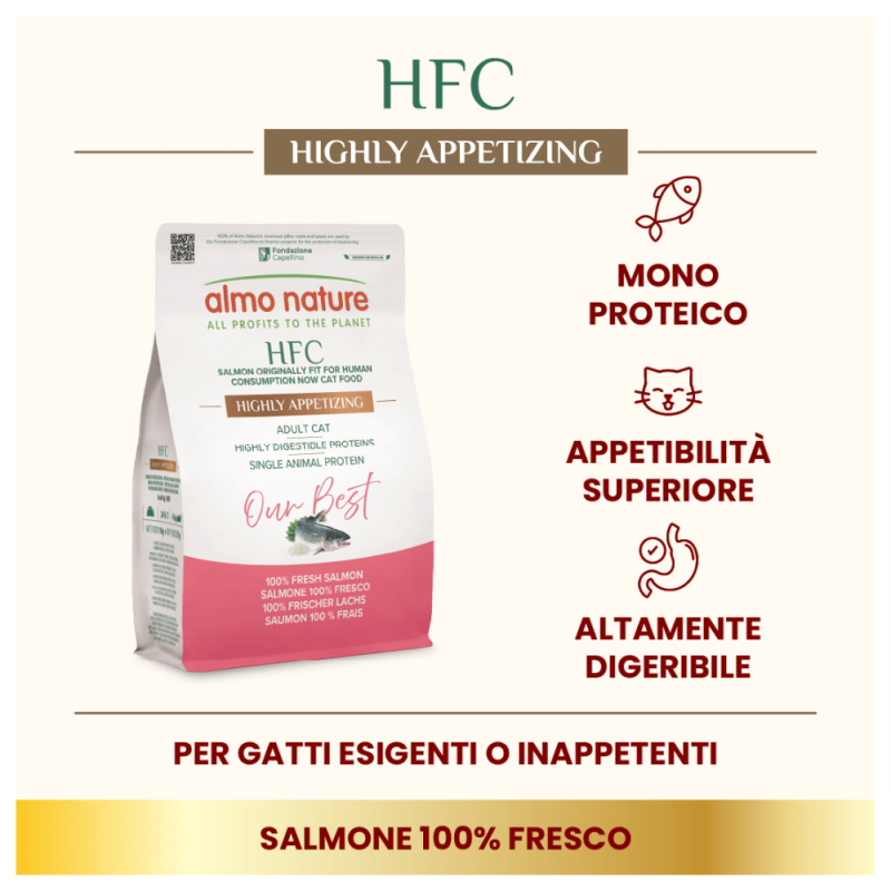 Almo Nature HFC Our Best Salmone – Crocchette Human Grade per Gatti