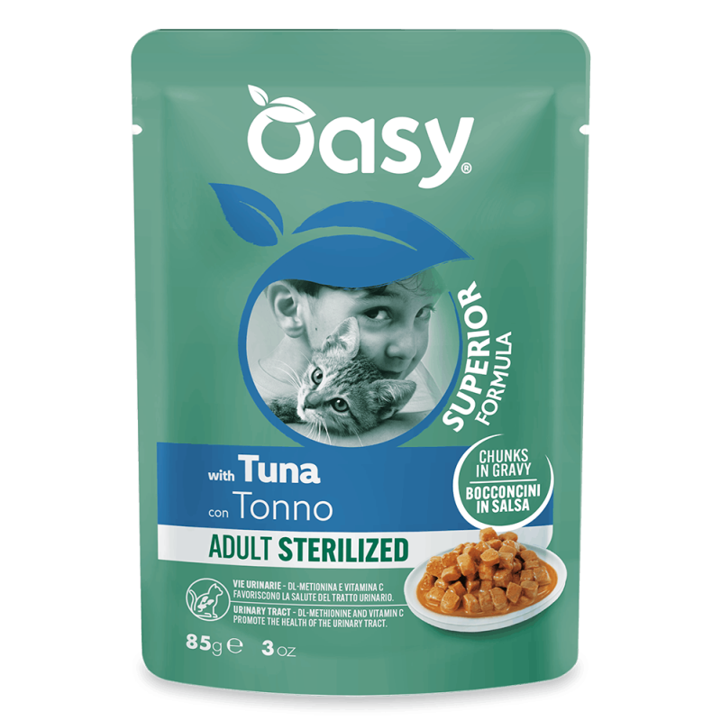 Oasy Adult Sterilised Bocconcini in Salsa Buste 24 x 85 g umido gatto - Salmone - Immagine 7