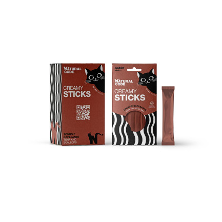Natural Code Creamy Sticks Snack in Crema Grain Free per Gatti