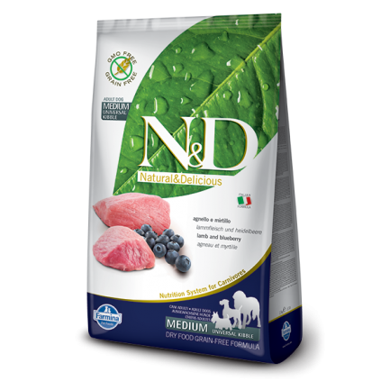 Farmina N&D Grain-Free Adult con Agnello e Mirtillo per Cani di taglia grande Farmina N&D Grain-Free Adult con Agnello e Mirtillo per Cani di taglia grande