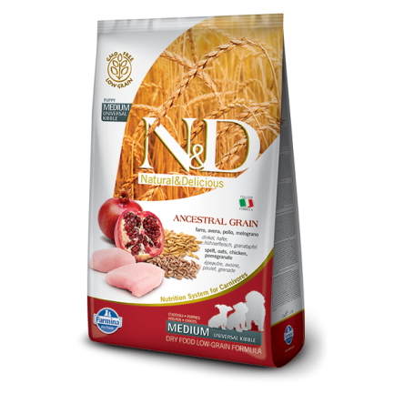 Farmina N&D Ancestral Low-Grain Puppy con Pollo e Melograno per Cani di taglia grande Farmina N&D Ancestral Low-Grain Puppy con Pollo e Melograno per Cani di taglia grande