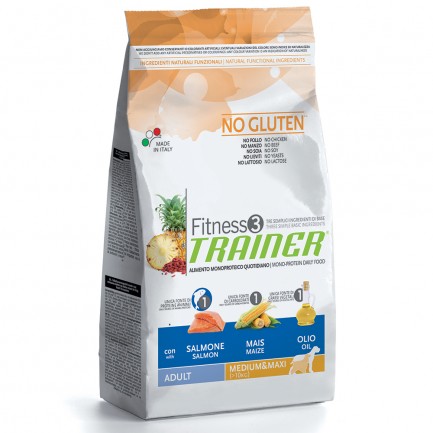Fitness3 Trainer Adult Medium/Maxi con Salmone-Mais per Cani Fitness3 Trainer Adult Medium/Maxi con Salmone-Mais per Cani
