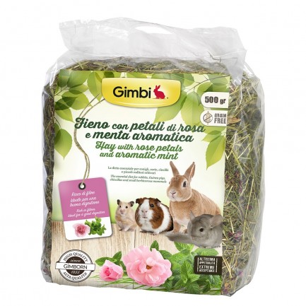 Gimbi fieno con petali di rosa ed erba aromatica Gimbi fieno con petali di rosa ed erba aromatica