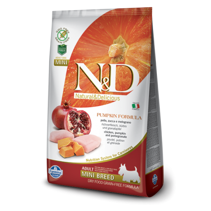Farmina N&D Pumpkin Grain-Free Adult Mini Pollo e Melograno per Cani Farmina N&D Pumpkin Grain-Free Adult Mini Pollo e Melograno per Cani