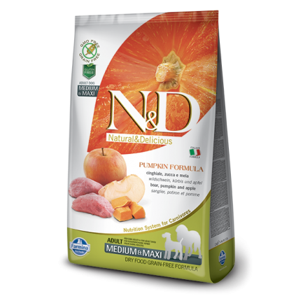 Farmina N&D Pumpkin Grain-Free Adult Medium-Maxi Cinghiale e Mela per Cani Farmina N&D Pumpkin Grain-Free Adult Medium-Maxi Cinghiale e Mela per Cani