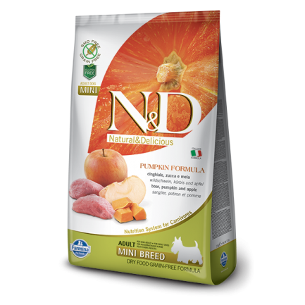 Farmina N&D Pumpkin Grain-Free Adult Mini Cinghiale e Mela per Cani Farmina N&D Pumpkin Grain-Free Adult Mini Cinghiale e Mela per Cani