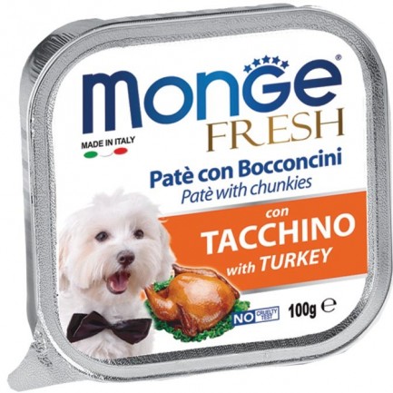 Monge Fresh Pate' con Bocconcini per Cani Maiale Monge Fresh Pate' con Bocconcini per Cani Maiale