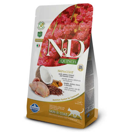 Farmina N&D Skin Coat Adult con Quaglia e Quinoa per Gatti Farmina N&D Skin Coat Adult con Quaglia e Quinoa per Gatti