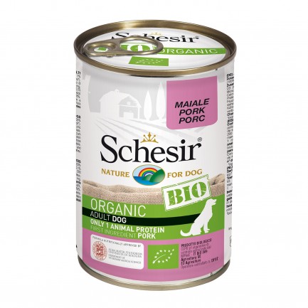 Schesir Dog BIO Organic con Maiale Umido in Lattina per Cani Schesir Dog BIO Organic con Maiale Umido in Lattina per Cani